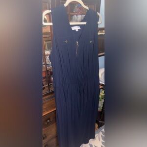 Emma & Michele Navy Dress with Gold Zipper